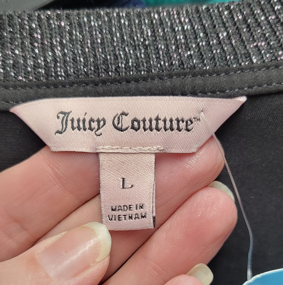 Juicy Couture Black Tie Front Relaxed Blouse Size L - Picture 5 of 7